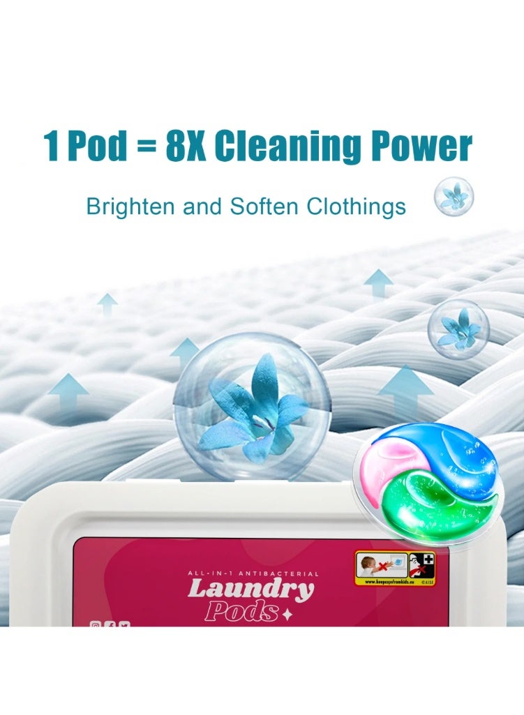 Lisnor All-in-1 Laundry Detergent Pods: 99.9% Sterilization, Deep Decontamination & Flower Essential Oil Fragrance  ,8X Cleaning Power & Color Protection– 30 Liquid Tablets,For Automatic & Manual Machines  ( pack of 2 ) - Image 4